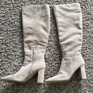 Marc fisher Beige suede Knee-High heeled Boots